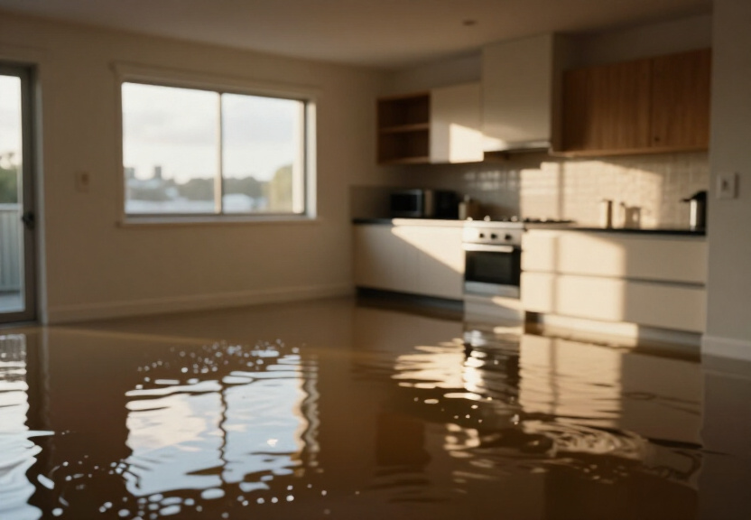 Flooded basement in Homebush West before cleanup
